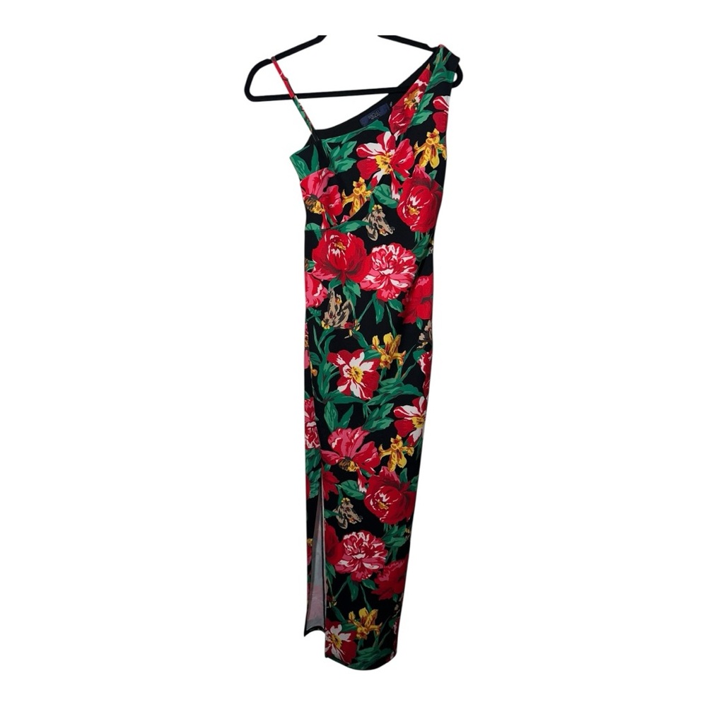 NWOT RACHEL ROY One-Shoulder Black Floral Sexy Maxi - Small‎